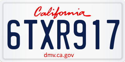 CA license plate 6TXR917