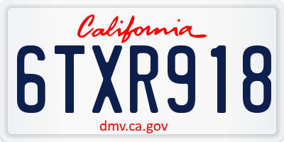 CA license plate 6TXR918