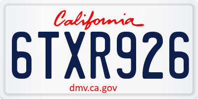 CA license plate 6TXR926