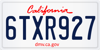 CA license plate 6TXR927