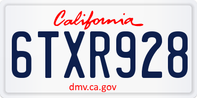 CA license plate 6TXR928