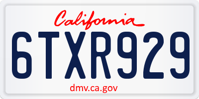 CA license plate 6TXR929