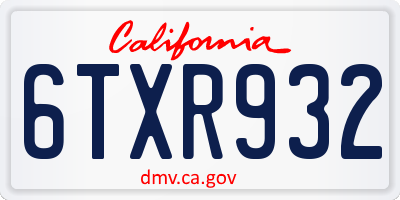 CA license plate 6TXR932