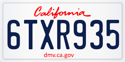 CA license plate 6TXR935