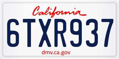 CA license plate 6TXR937