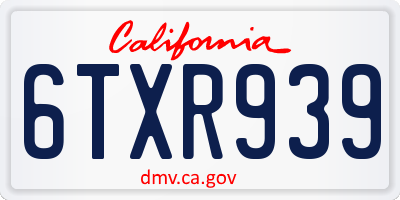 CA license plate 6TXR939