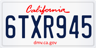 CA license plate 6TXR945