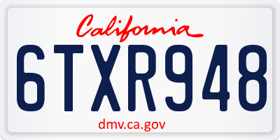 CA license plate 6TXR948