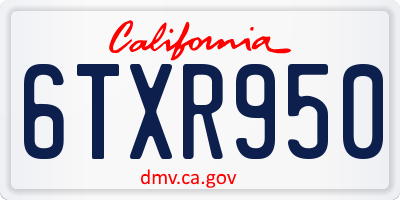 CA license plate 6TXR950