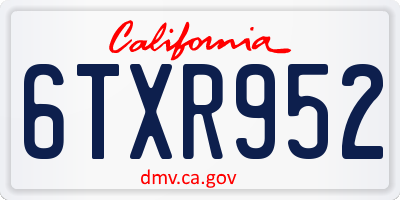 CA license plate 6TXR952