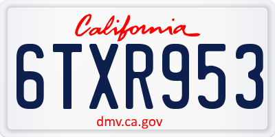 CA license plate 6TXR953