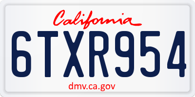 CA license plate 6TXR954