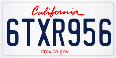 CA license plate 6TXR956