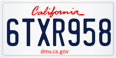 CA license plate 6TXR958