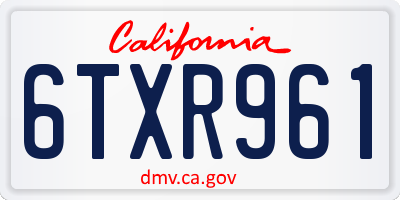 CA license plate 6TXR961
