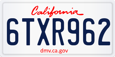 CA license plate 6TXR962