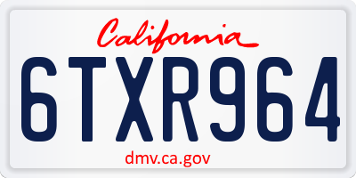 CA license plate 6TXR964