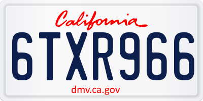 CA license plate 6TXR966