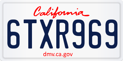 CA license plate 6TXR969