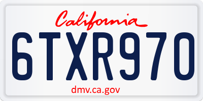 CA license plate 6TXR970