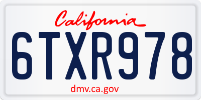 CA license plate 6TXR978