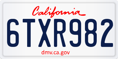 CA license plate 6TXR982