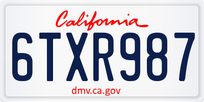 CA license plate 6TXR987