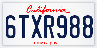 CA license plate 6TXR988