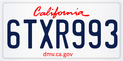 CA license plate 6TXR993
