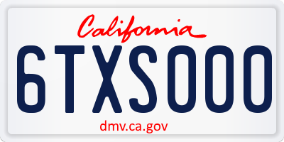 CA license plate 6TXS000