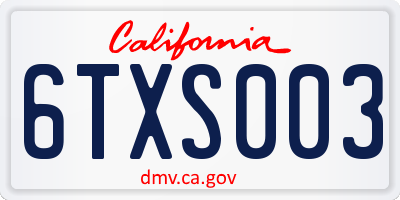 CA license plate 6TXS003