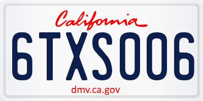 CA license plate 6TXS006