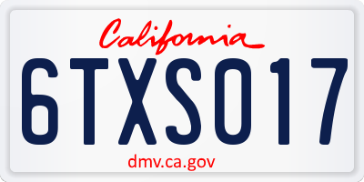 CA license plate 6TXS017