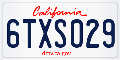 CA license plate 6TXS029