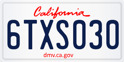 CA license plate 6TXS030