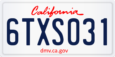 CA license plate 6TXS031