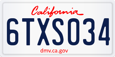 CA license plate 6TXS034