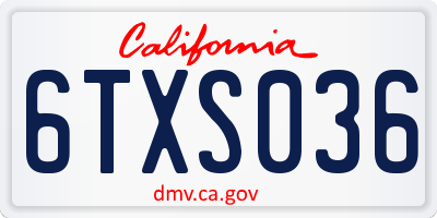 CA license plate 6TXS036
