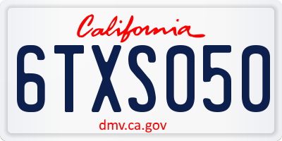 CA license plate 6TXS050