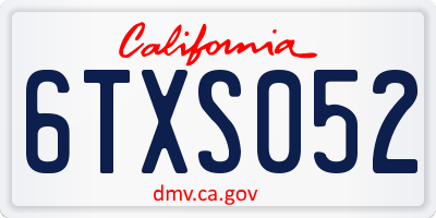 CA license plate 6TXS052