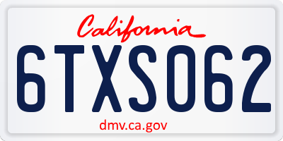 CA license plate 6TXS062
