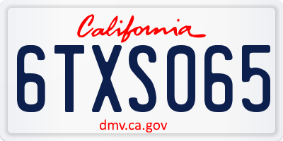 CA license plate 6TXS065