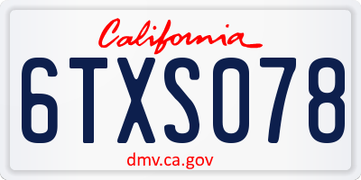 CA license plate 6TXS078
