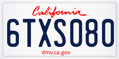 CA license plate 6TXS080