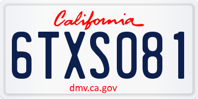 CA license plate 6TXS081