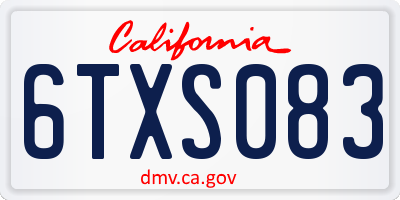 CA license plate 6TXS083