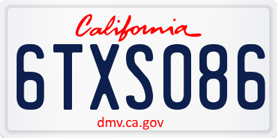 CA license plate 6TXS086