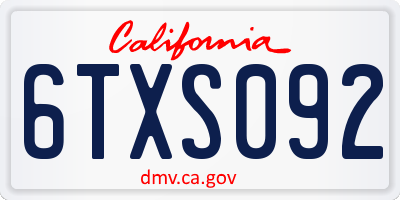 CA license plate 6TXS092