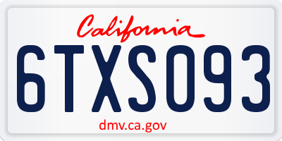 CA license plate 6TXS093