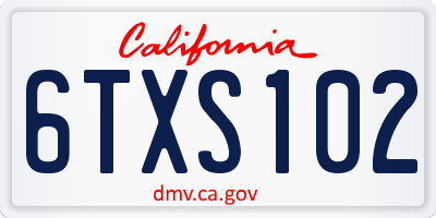 CA license plate 6TXS102